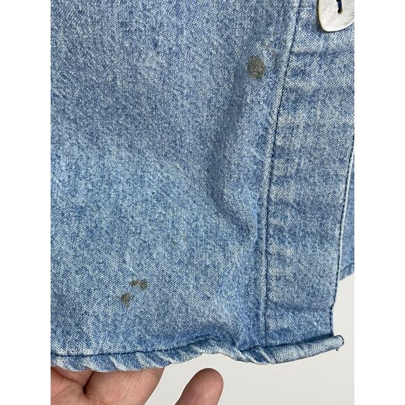 Vintage Teddi Denim Blouse Small Embroidered Hummingbirds Flowers Prairie Flaw - Picture 4 of 8